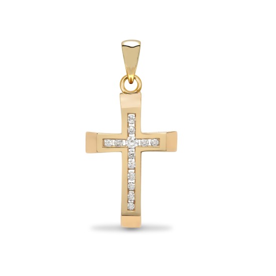 9ct Yellow Gold Natural Diamond Cross