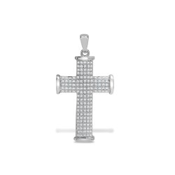 9ct White Gold Natural Diamond Cross