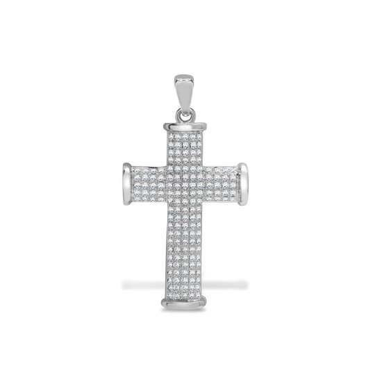 9ct White Gold Natural Diamond Cross