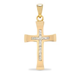 9ct Yellow Gold Natural Diamond Cross