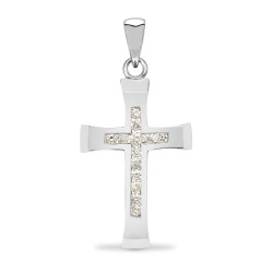 9ct White Gold Natural Diamond Cross