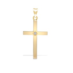 9ct Yellow Gold Natural Diamond Cross