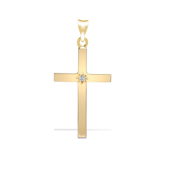 9ct Yellow Gold Natural Diamond Cross