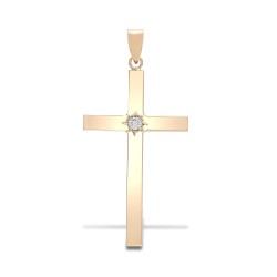 9ct Yellow Gold Natural Diamond Cross