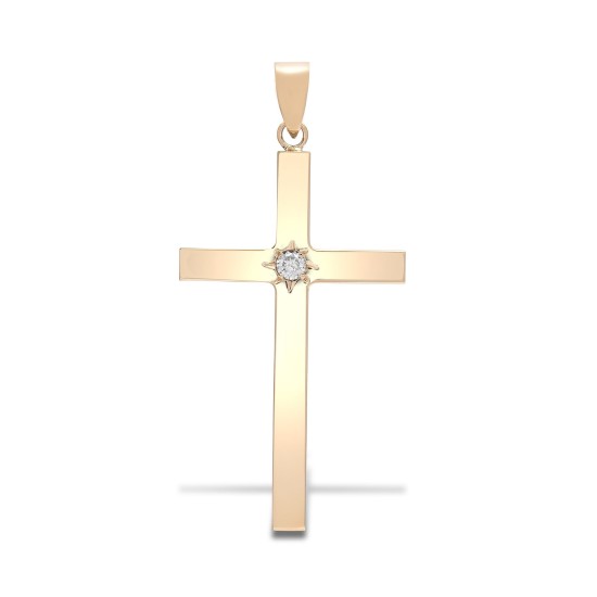 9ct Yellow Gold Natural Diamond Cross