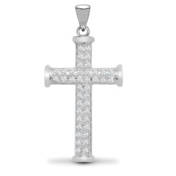 9ct White Gold Natural Diamond Cross