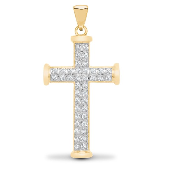 9ct Yellow Gold Natural Diamond Cross