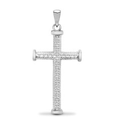 9ct White Gold Natural Diamond Cross