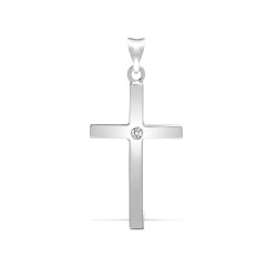 9ct White Gold Natural Diamond Cross