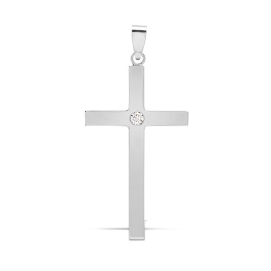 9ct White Gold Natural Diamond Cross