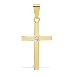 9ct Yellow 0.03ct Invisible Set Natural Diamond Cross
