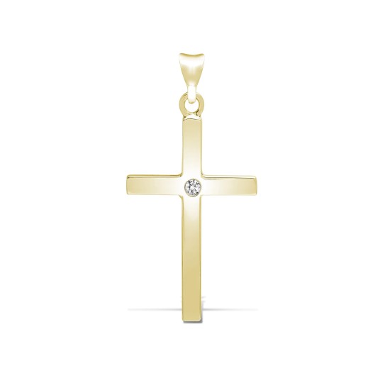 9ct Yellow 0.05ct Invisible Set Natural Diamond Cross