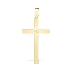 9ct Yellow 0.10ct Invisible Set Natural Diamond Cross