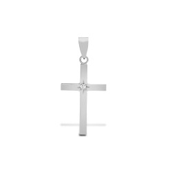 9ct White 0.03ct Star Set Natural Diamond Cross