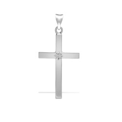 9ct White 0.05ct Star Set Natural Diamond Cross