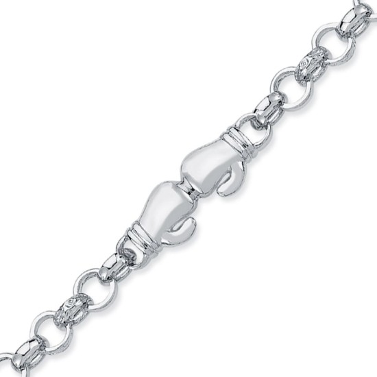 925 Silver Double Boxing Glove Belcher Bracelet