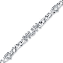 925 Silver CZ Set Heart Mum Bracelet