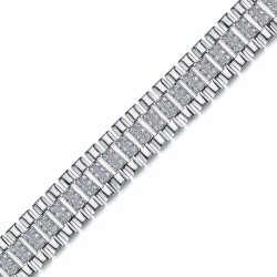 925 Silver CZ Set Watch Bracelet