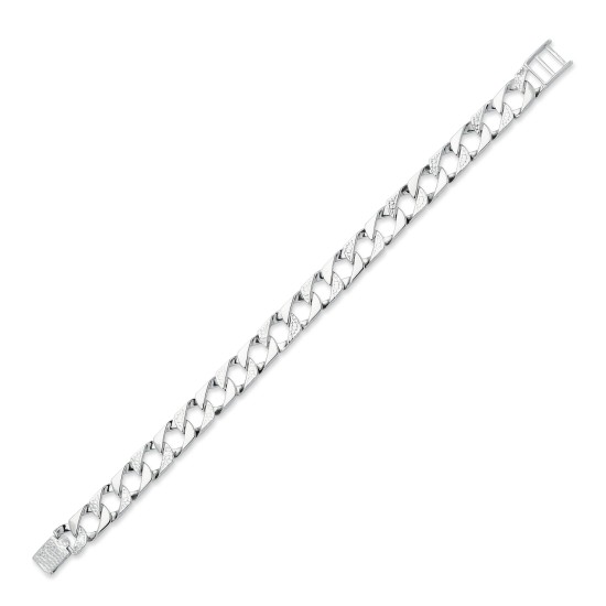 925 Silver Cast Lizard and Plain Curb Bracelet