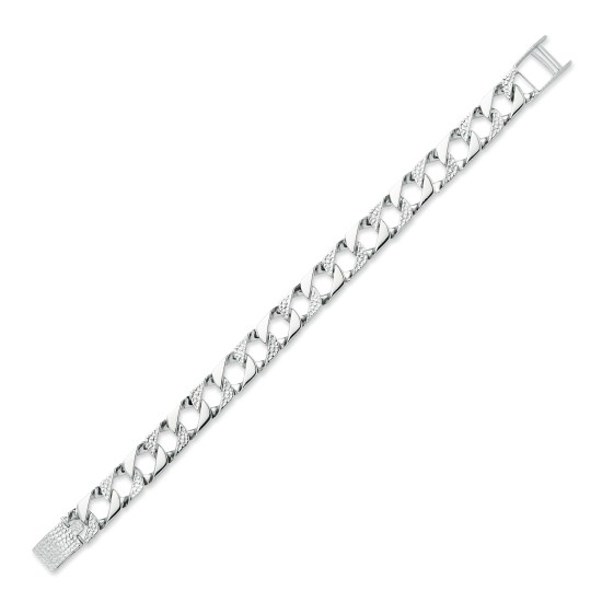 925 Silver Cast Lizard and Plain Curb Bracelet