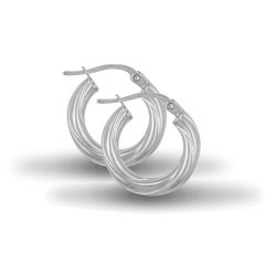 925 Sterling Silver 3mm round-tube twisted Hoop Earrings with a creole fixing.