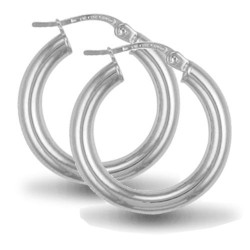 925 Sterling Silver 3mm polished creole Hoop Earrings