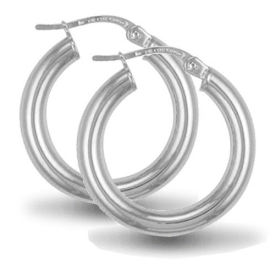 925 Sterling Silver 3mm polished creole Hoop Earrings