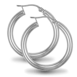 925 Sterling Silver 3mm polished creole Hoop Earrings