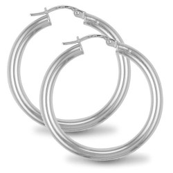 925 Sterling Silver 3mm polished creole Hoop Earrings