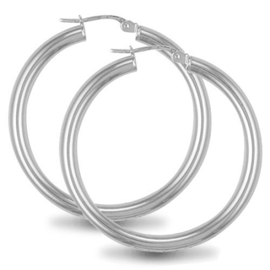 925 Sterling Silver 3mm polished creole Hoop Earrings
