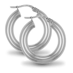 925 Sterling Silver 4mm polished creole Hoop Earrings