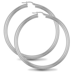 925 Sterling Silver 4mm polished creole Hoop Earrings