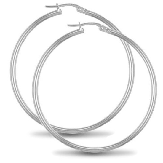 925 Sterling Silver 2mm polished creole Hoop Earrings
