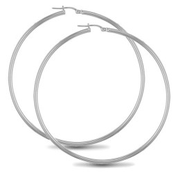 925 Sterling Silver 2mm polished creole Hoop Earrings
