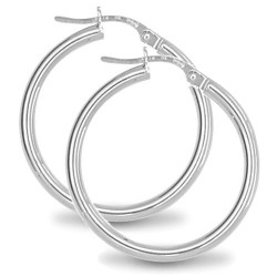 925 Sterling Silver 2mm polished creole Hoop Earrings 925 Sterling Silver 2mm polished creole Hoop Earrings