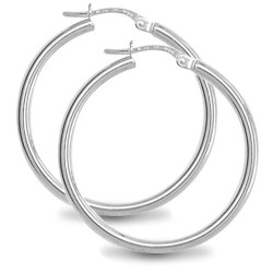 925 Sterling Silver 2mm polished creole Hoop Earrings
