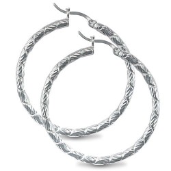 925 Sterling Silver 3mm twist creole Hoop Earrings