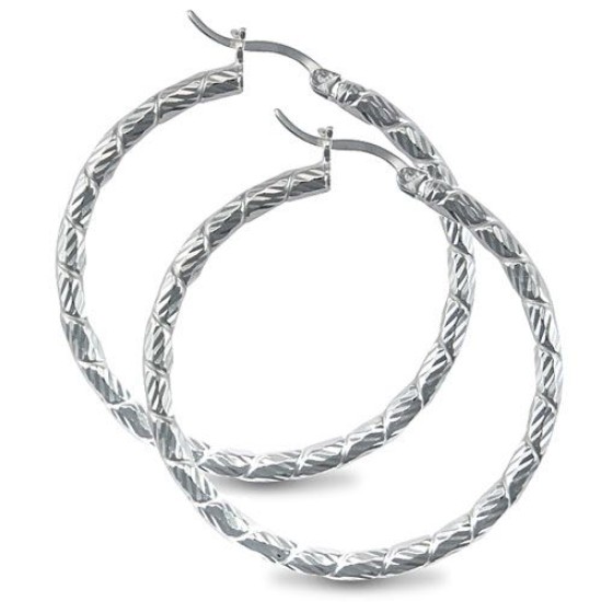 925 Sterling Silver 3mm twist creole Hoop Earrings