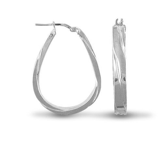 ladies 925 Sterling Silver formed creole Hoop Earrings
