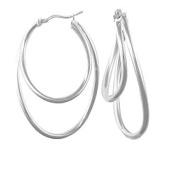 ladies 925 Sterling Silver formed creole Hoop Earrings