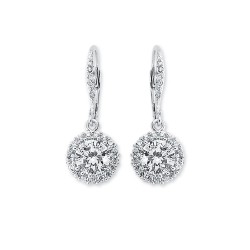 925 Silver CZ Set Halo Cluster Drop Earrings 925 Silver CZ Set Halo Cluster Drop Earrings