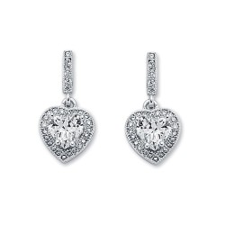 925 Silver CZ Set Heart Shape Cluster Stud Drop Earrings 925 Silver CZ Set Heart Shape Cluster Stud Drop Earrings