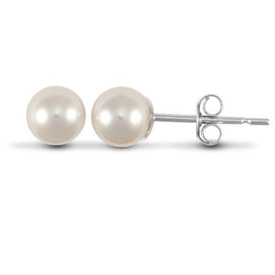 ladies 925 Sterling Silver 5-6mm freshwater pearl stud earrings.