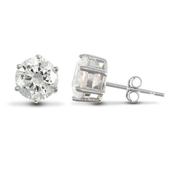 925 Silver 6mm Cubic Zirconia Stud Earrings 925 Silver 6mm Cubic Zirconia Stud Earrings