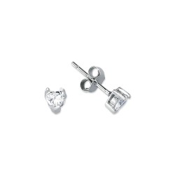 925 Silver 4mm Heart Shape CZ Stud Earrings