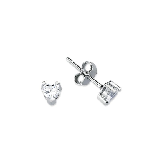 925 Silver 4mm Heart Shape CZ Stud Earrings