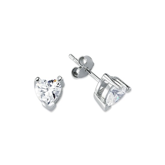 925 Silver 6mmHeart Shape CZ Stud Earrings