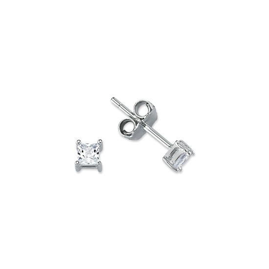 925 Silver 3mm CZ Set Stud Earrings Square 925 Silver 3mm CZ Set Stud Earrings Square