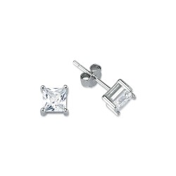925 Silver 5mm CZ Set Stud Earrings Square 925 Silver 5mm CZ Set Stud Earrings Square