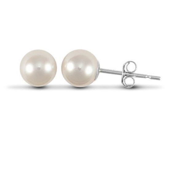 925 Sterling Silver cultured pearl 5.5mm stud earrings.